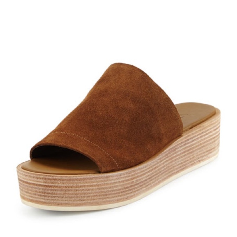 Vince Saskia Camel Suede Platform Slide Sandals 8.5